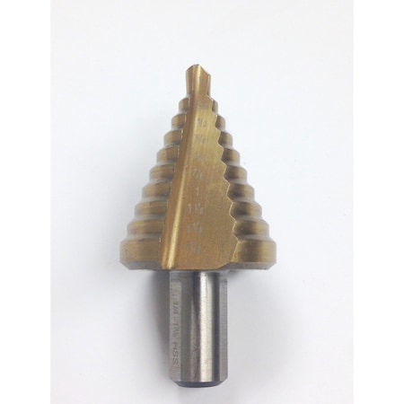 H & H Industrial Products 1/4-1-3/8" TiN Coated High Speed Steel Step Drill With 10 Steps 5000-0876